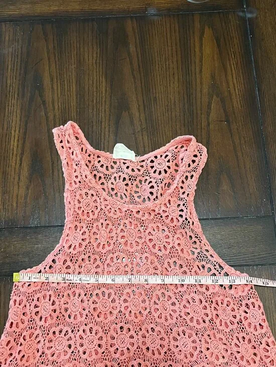Anthropologie Pins and Needles Pink Crochet Knit Sweater Tank Top Women's Medium - Picture 6 of 7